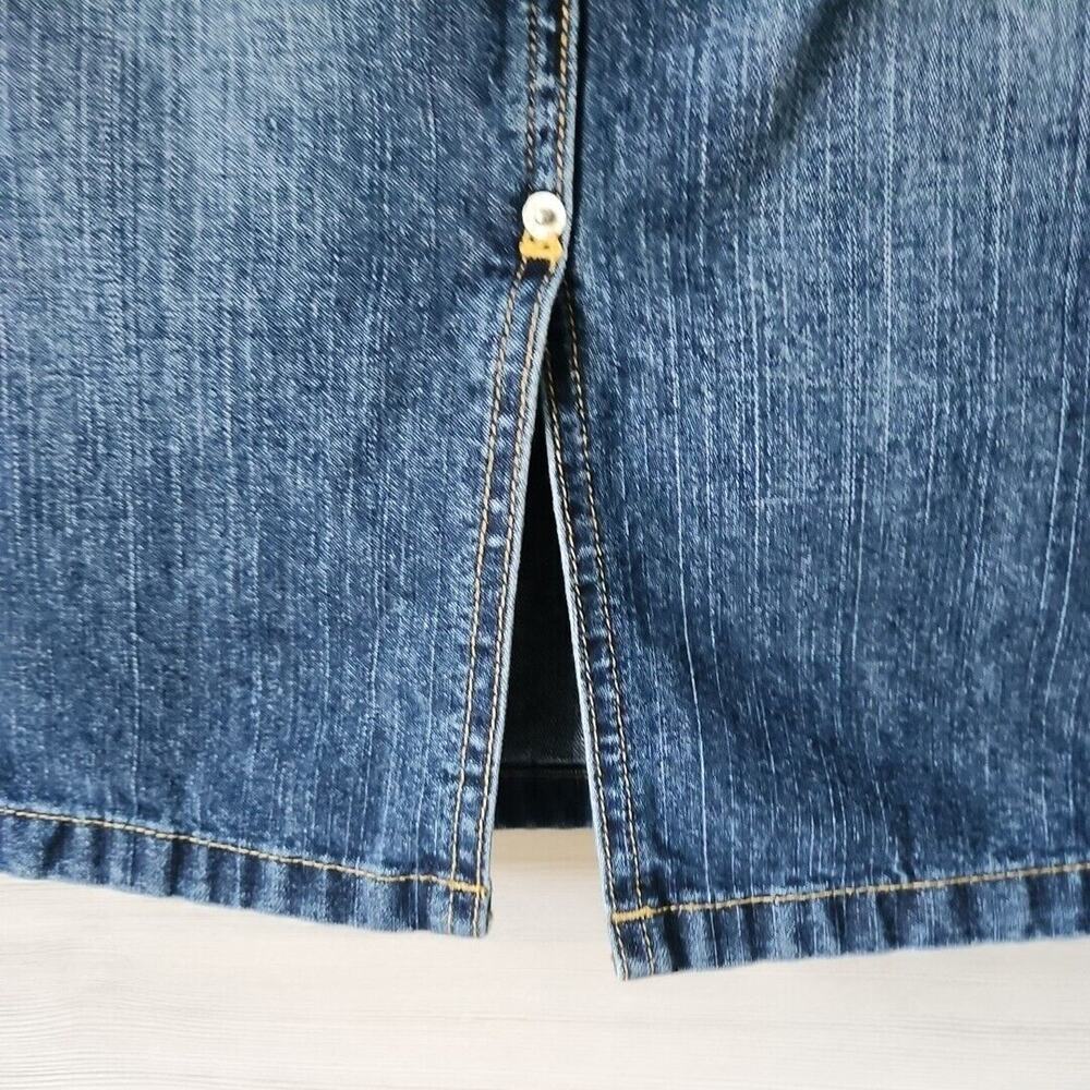 Quiksilver Juniors Size 13 Dark Wash Denim A Line Back Slit Roxy Jean Skirt - Picture 5 of 9